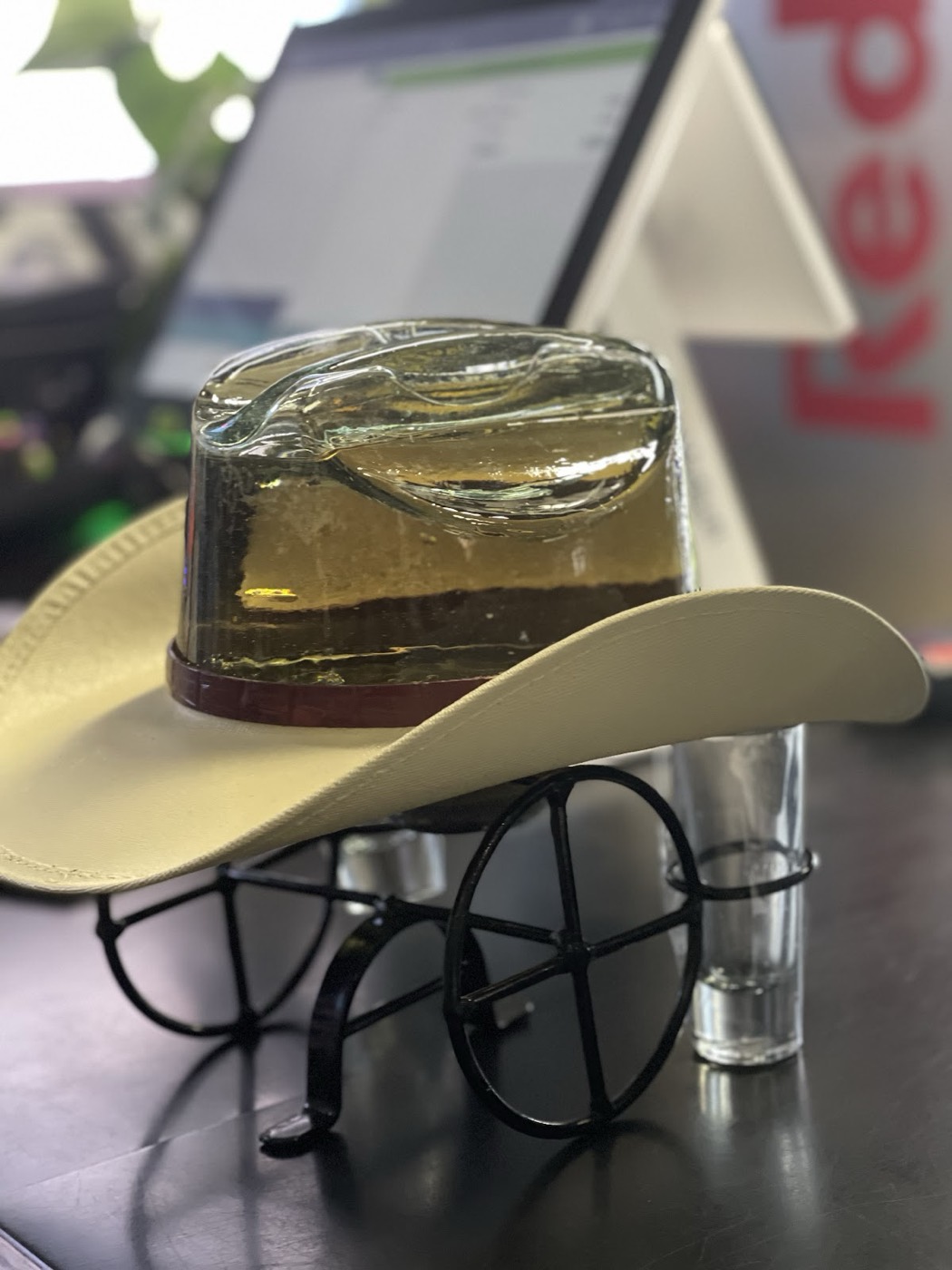 Novelty cowboy-hat tequila bottle